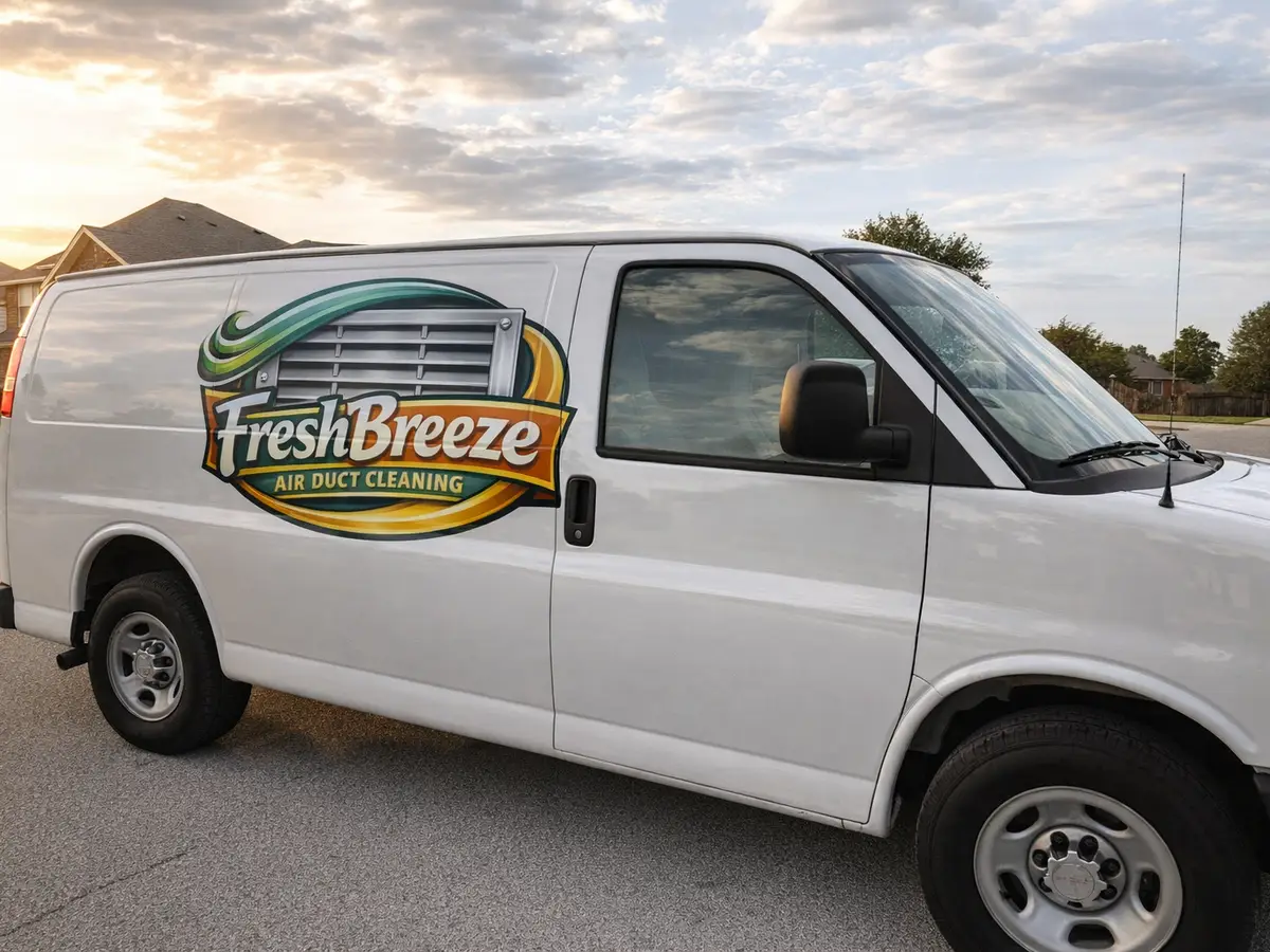 Service van arriving on a Houston, TX street — local same-day coverage